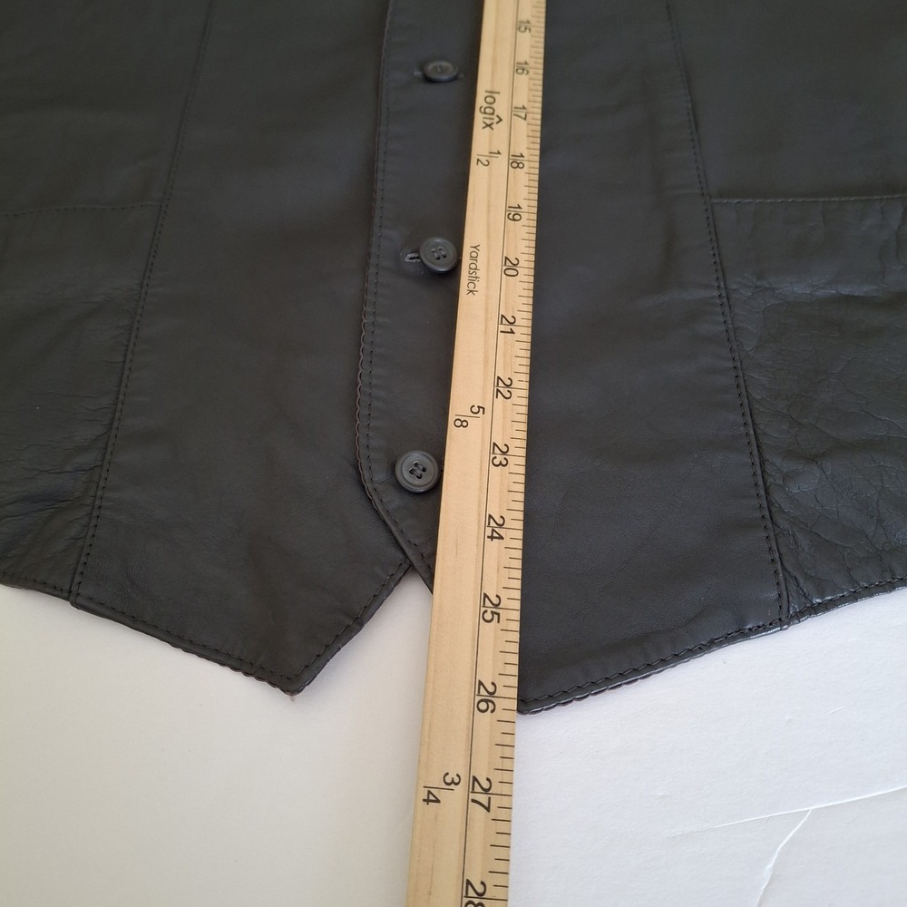 Austin Black Leather Vest Men's Size 46‎ Pockets * Flaws - Picture 8 of 13